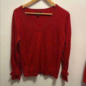 Banana Republic Crimson V-Neck Sweater with Bow Details